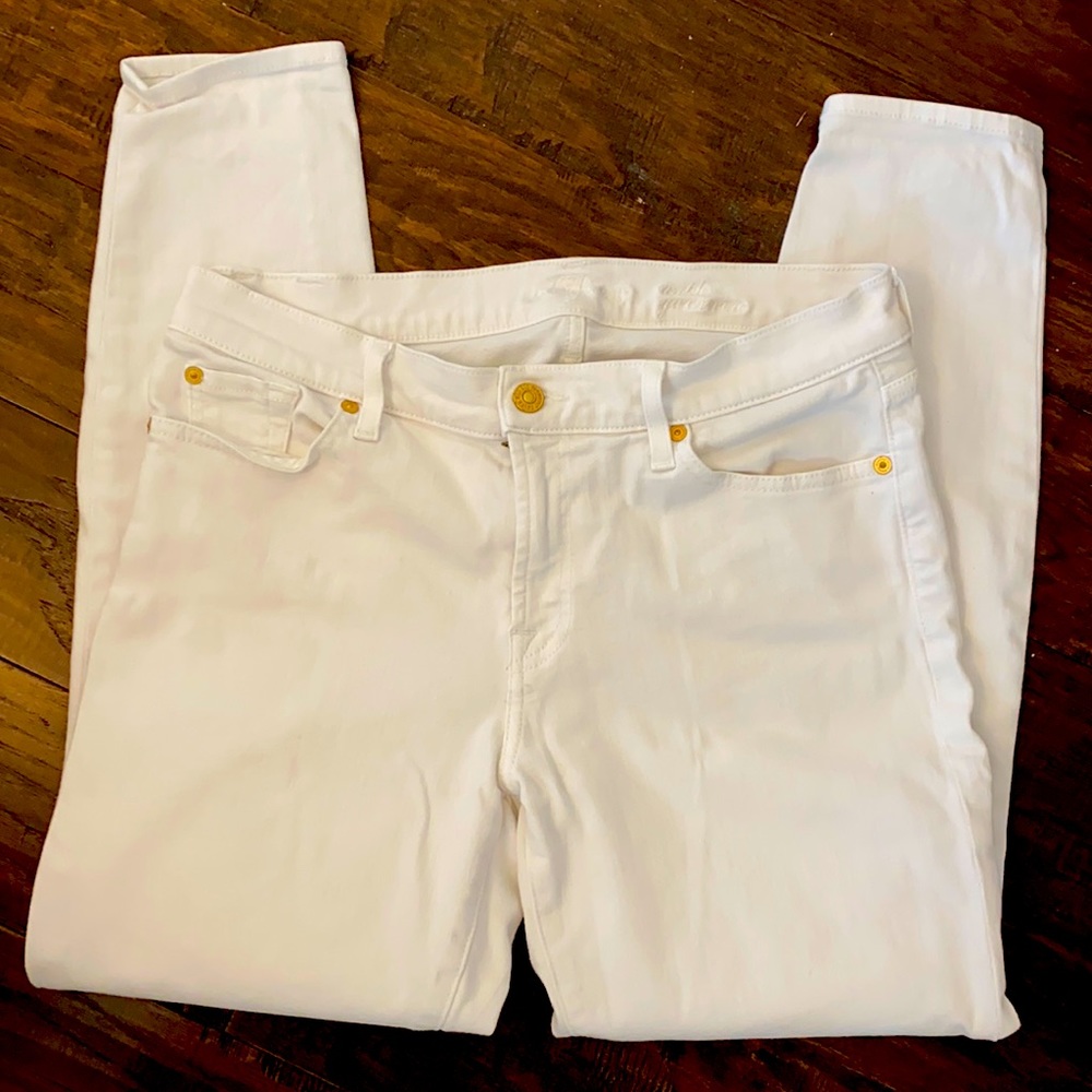 7 For All Mankind white ankle skinny jeans